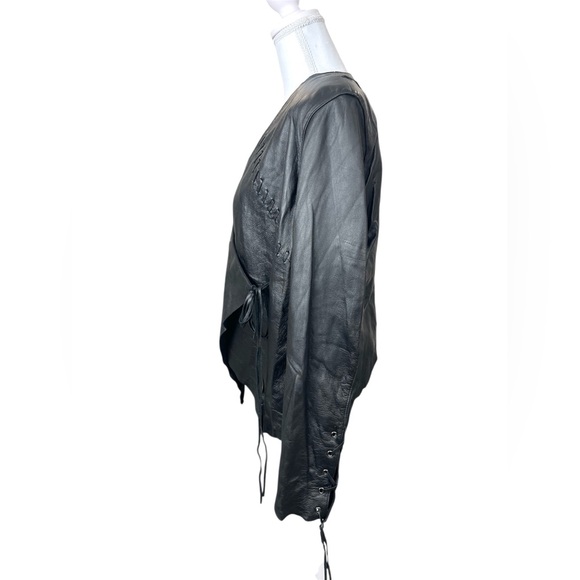 NWT Women’s Rare Vintage Y2K Harley Davidson Asymmetric Black Leather Jacket XL - Picture 5 of 15
